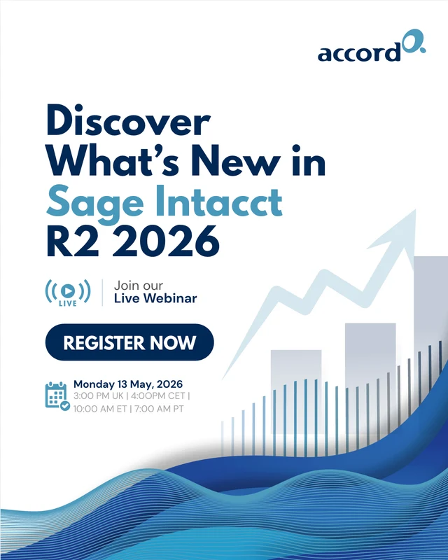 Event graphic for the Sage Intacct R2 2026 webinar